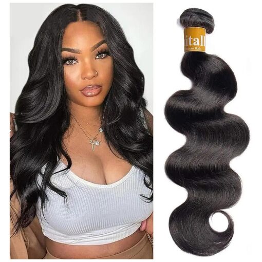 Human Hair Bundles 16Inch Body Wave Bundles Human Hair 10A 100 % Unprocessed Brazilian Virgin Hair Bundles Deals Human Hair Weft Weave Bundles Human Hair Extension Natural Black Color