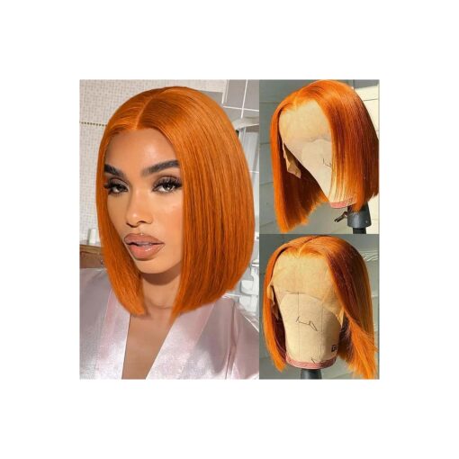 13x4 Short Bob Lace Front Wigs Human Hair Pre Plucked Straight