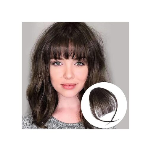 HAIRCUBE Bangs Hair 100 % Human Hair Wispy Bangs, Hair Clip in Bangs, Fringe with Temples, Hairpieces for Women, Clip on Air Bangs, Hair Extension for Daily Wear Dark Brown 2 #