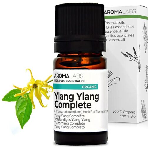 Organic Ylang Ylang Complete - 5mL - 100 % Pure, Ecocert Certified Organic - Best Therapeutic Grade Essential Oil - Aroma Labs