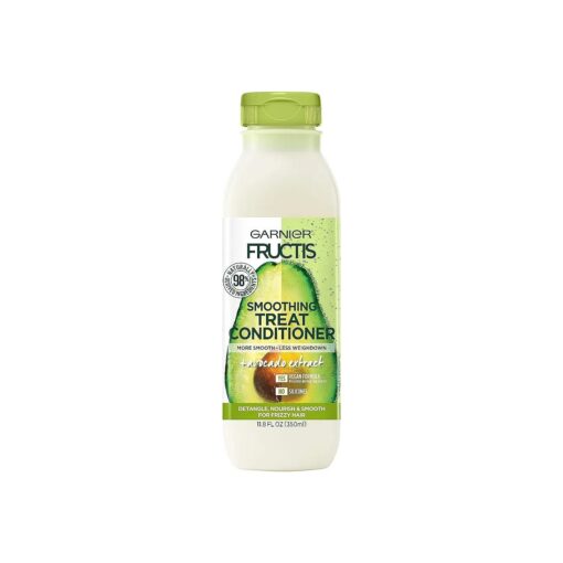 Garnier Fructis Smoothing Treat Conditioner, 98 Percent Naturally Derived Ingredients, Avocado, Nourish and Smooth for Frizzy Hair, 11.8 Fl Oz