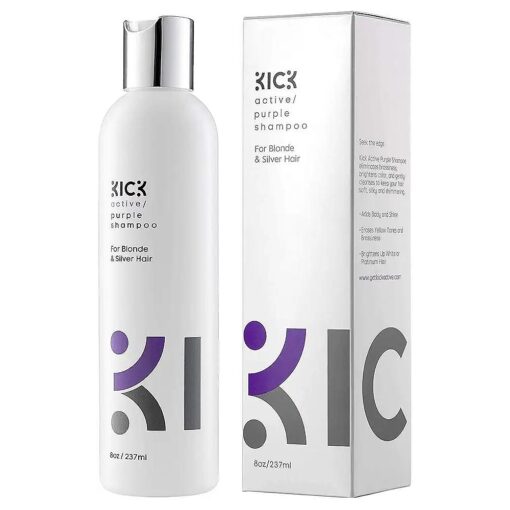 Kick Purple Shampoo for Blonde Hair - Award Winning, Purple Toning Blonde Shampoo Instantly Brightens & Washes Away Brassy Yellow Tones on Blonde, Silver, Grey Hair - 8oz