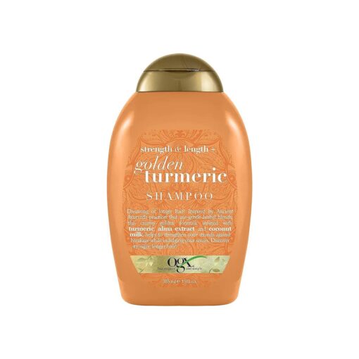 OGX Strength Length + Golden Turmeric Shampoo with Milk to Soothe Scalp Nourish Hair Ayurveda SulfateFree Surfactants for Stronger Longer Hair, Coconut, 13 Fl Oz