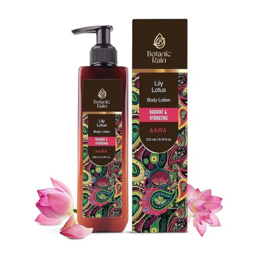 Organic Body Lotion With Lily & Lotus - Body Lotion For Women, Body Lotion For Dry Skin, Natural, Vegan and Ayurveda Products - 6.76 fl oz