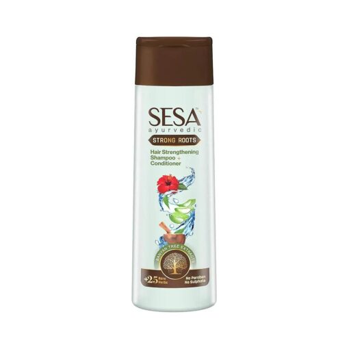 SESA Ayurvedic Strong Roots Hair Strengthing Shampoo + Conditioner 200ml | For Hair Fall Control and Hair Growth All Hair Types Paraben Free & Sulphate free