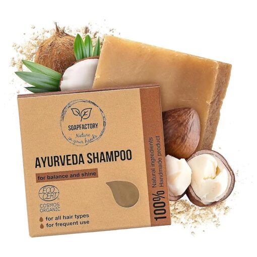 SoapFactory Ayurveda Solid Shampoo Bar with Castor Oil for Hair Growth, Ayurvedic Organic Hair Soap for Men and Women, 100 % Natural, Vegan, 3 ounce