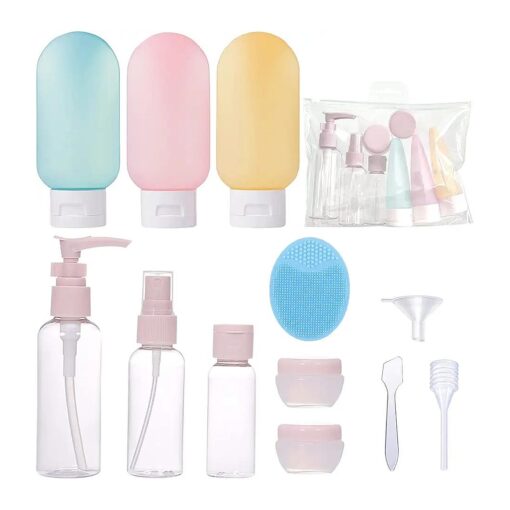 Travel Bottles Set for Toiletries, TSA Approved Traveling Essentials Toiletry Silicone Containers Spray Bottle for Shampoo