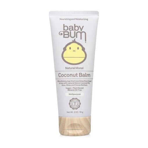 Baby Bum Monoi Coconut Balm | Natural Multipurpose Moisturizing Coconut Oil for Sensitive Skin with Shea and Cocoa Butter| Natural Fragrance | Gluten Free and Vegan | 3 Oz