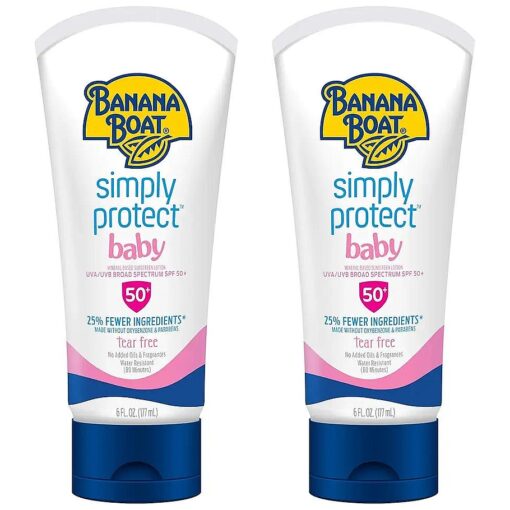 Baby 100 % Mineral Sunscreen Lotion SPF 50 Twin Pack | Banana Boat Baby Sunscreen, Sunscreen for Babies, Oxybenzone Free Sunscreen, Banana Boat Lotion Sunscreen SPF 50, 6oz each