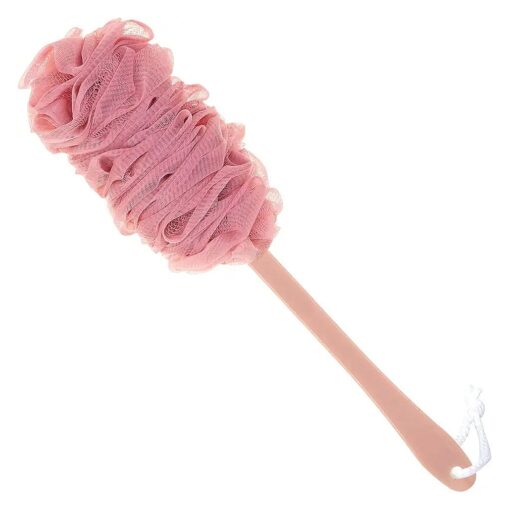 Back Scrubber for Shower, Loofah Long Handle Bath Body Brush, Soft Nylon Mesh Sponge On a Stick for Shower Men Women Kids Elderly, Exfoliating Scrub Cleaning Luffa for All Kinds of Skin ( Pink )