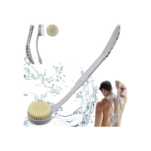 Back Brush Long Handle for Shower, 20.5" Back Bath Brush for Shower, Back Scrubber, Exfoliation and Improved Skin Health for Elderly with Limited Arm Movement, Disabled, Pregnant Women