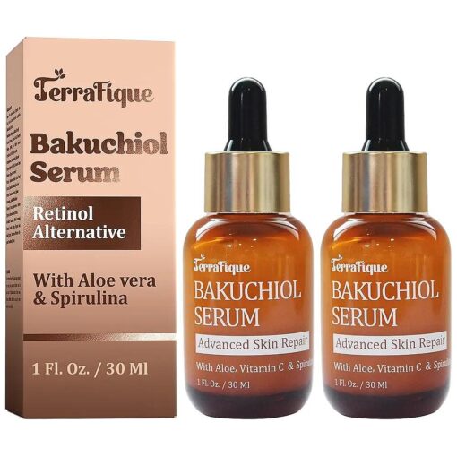 Bakuchiol Serum for Face - Bakuchiol Retinol Alternative for Women - Hydrating Serum with Spirulina for Facial Skin - Anti Aging Skin Care with Minimal Effort - 1 Fl, Oz, ( Pack of 2 )