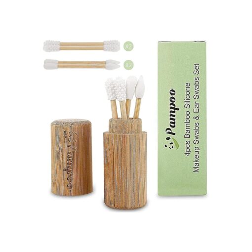 4PCS Plastic Free Reusable Qtips with Bamboo Carrying CaseGun Reusable Cotton Swab Qtip Zero Waste PackagingGun Strengthen Thick Bamboo StickGun Eco Friendly Bamboo Qtips Sustainable Set