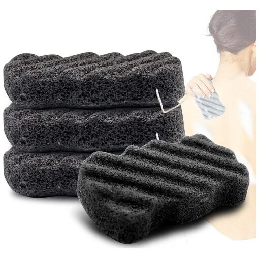 Konjac Body Sponge Set of 4 Bamboo Charcoal Body Facial Sponge Exfoliator Sponge Exfoliating Facial Cleansing for Men Women ( 4 Pack )