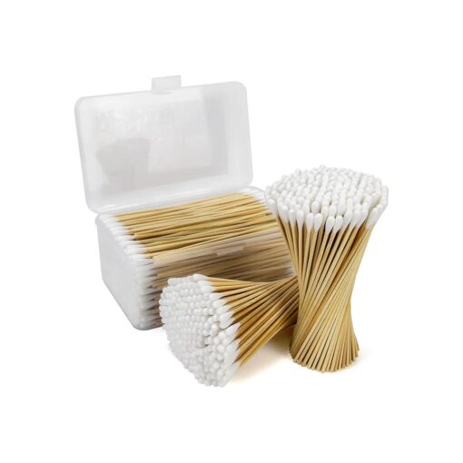 Bamboo Cotton Swabs 500 Count - Long Cotton Swab 6 inch - Cotton Swabs with Strong Bamboo Sticks - Biodegradable Cotton Tip Applicators for Cleaning, Makeup, Pets Care ( In Storage Case )