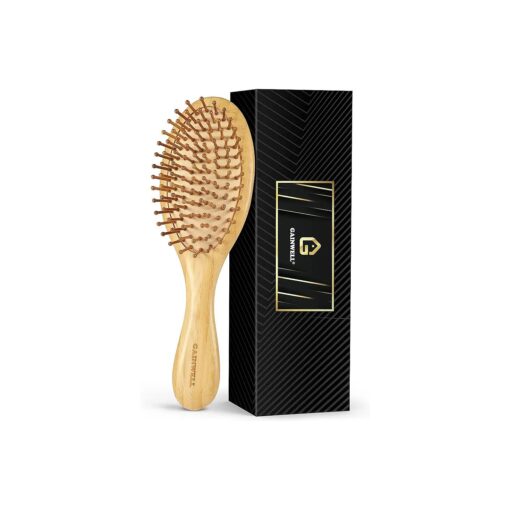 Bamboo Hair Brush for Hair Growth, Natural Bamboo Bristles Detangling Wooden Paddle Hairbrush for Massaging Scalp, for Women Men and Kids, for All Hair Types, with Ergonomic handle