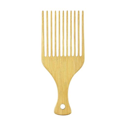 Afro Pick Natural Bamboo Anti-Static Hair Pick Hair Wig Braid Hair Styling Comb for Long, Thick, Curly Long Tooth Detangling Accessories for Men & Women-1 Pack