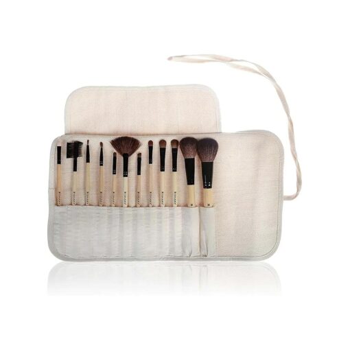 SHANY Professional 12 Piece Natural Hair Cosmetics Bamboo Brush Set with Microfiber Rolling Pouch and Instructions