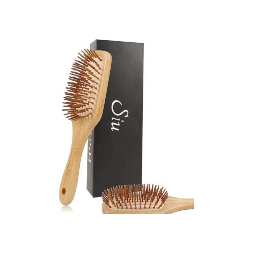 SIU Bamboo Paddle Hair Brush Detangling Hairbrush for Women, Men and Kids, Suitable for All Hair Styles - Small