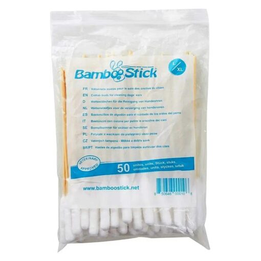 Bamboo Stick Cotton Buds for Cleaning Dog 's Ear ( 50 Pack ), Large/X-Large