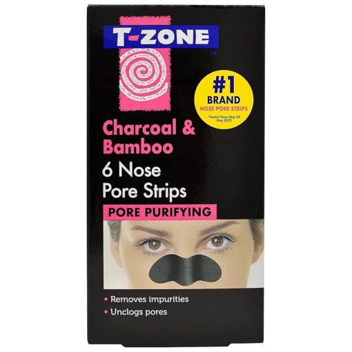 T-Zone Charcoal & Bamboo Nose Strips for Unclogging Pores & Removing Impurities x 6 Nose Strips