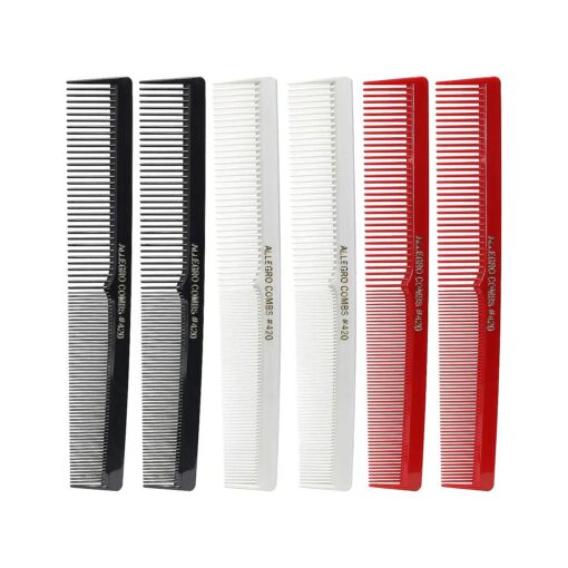 Allegro Combs 420 Hair combs Barber Comb Comb Set Hair Cutting Combs Pocket Comb Combs for Hair Stylist Styling Comb Black Red and white Combs 6 pk .