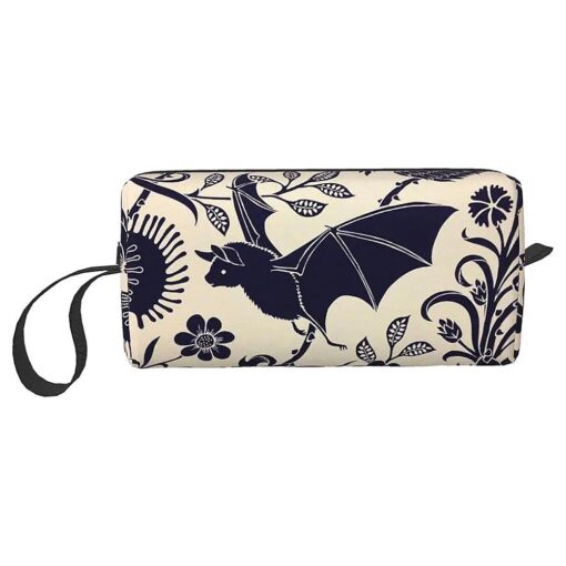 Goth Halloween Bat Cosmetic Coin Pouch Pencil Case Clutch Wristlet Wallets Purse Portable Storage Bag