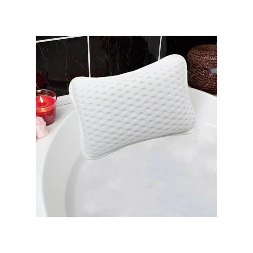 Bath Pillows for tub, Home Spa Pillows for Bathtub, Hot Tub, Head and Neck Support with 2 Strong Suction Cups, White