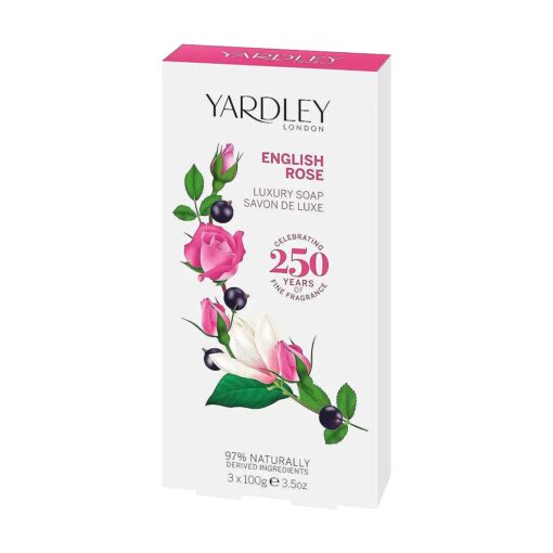 Yardley English Rose Luxury Bar Soap Set for Women, 3 Count