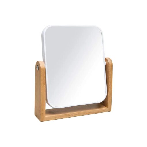 YEAKE Vanity Makeup Mirror with Natural Bamboo Stand,8 Inch 1X/3X Magnification Double Sided 360 Degree Swivel Magnifying Mirror, Portable Table Desk Countertop Mirror Bathroom Shaving Make Up Mirror