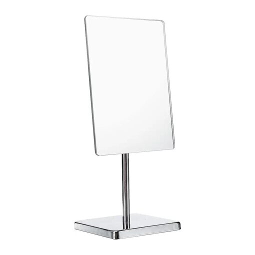 LED Cosmetic Mirror Pedestal Mirror Rectangular Table Mirror with Base Bathroom Vanity Mirror Metal Silver 16,5 x 37,5 x 14 cm