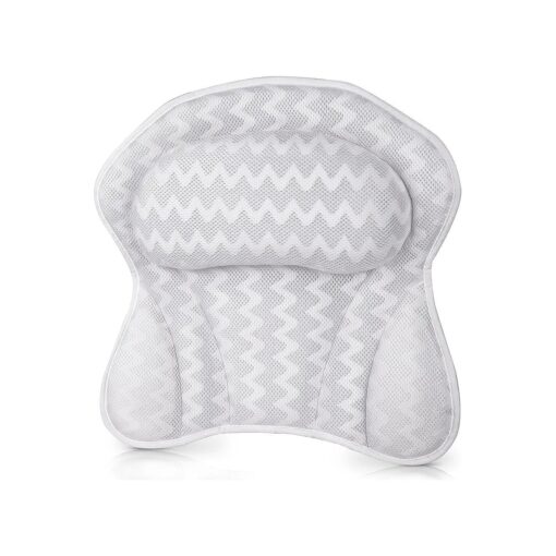 Bath Pillows Bathtub Pillow Back Neck Support Pillow, Relaxing Headrest Bathtub Accessories, Inmorven Spa Cushion for Tub with 6 Non-Slip Suction Cups, Breathable 3D Air Mesh, Washable Thick Soft, ( White )