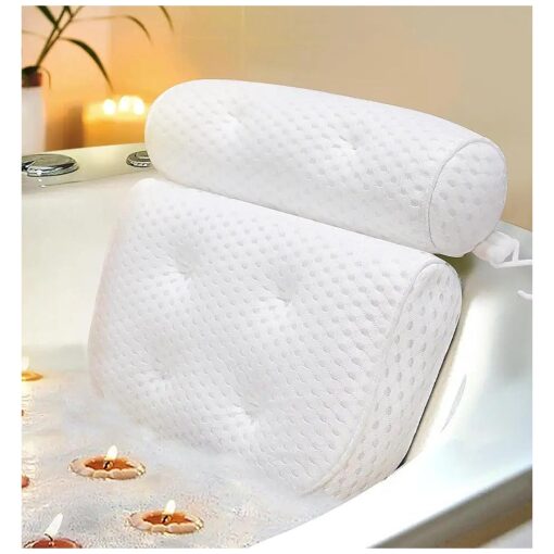 Bath Pillow, Bathtub Pillow with Anti-Slip Suction Cups, 4D Mesh Soft Spa Bath Tub Pillow Headrest, Bath Pillows for Tub with Neck and Back Support Fits Bathtub Spa Tub Jacuzzi, Fathers Day Dad Gifts