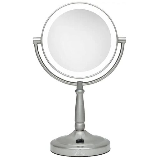 Zadro 9" Round LED Makeup Mirror with Lights and Magnification 5 & 10X/1X AA Battery Operated Swivel Lighted Makeup Mirror