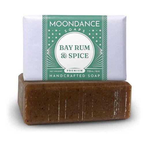 Bay Rum Soap - Handmade Soap for Softer Skin with Cocoa Butter, Shea Butter, Sweet Almond, Cinnamon, Spices, Fragrance and Essential Oils by MoonDance Soaps ( One Bar, 4 oz )