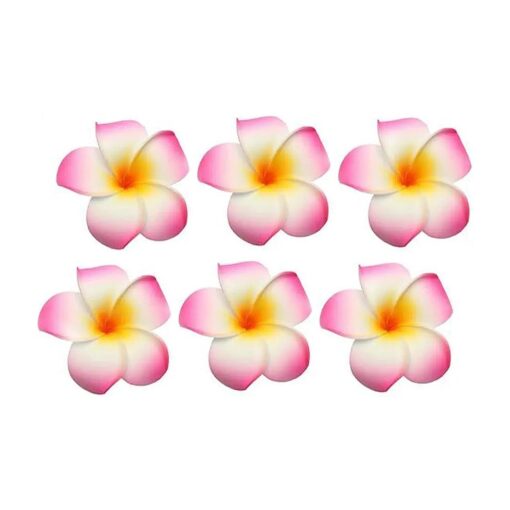 12PCS Women Girls 2.36" Hawaiian Hawaii Bohemia Style Plumeria Foam Flower Hair Clips Decoration Hair Barrette Hairpin For Bridal Wedding Party Beach Holiday ( Pink )