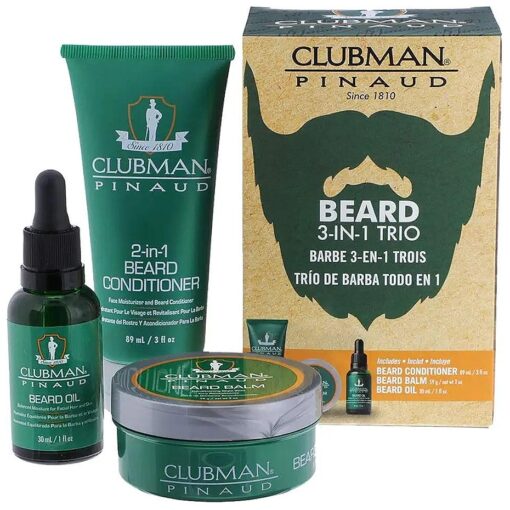 Clubman Pinaud Beard Kit, includes Beard Conditioner, Beard Balm and Beard Oil