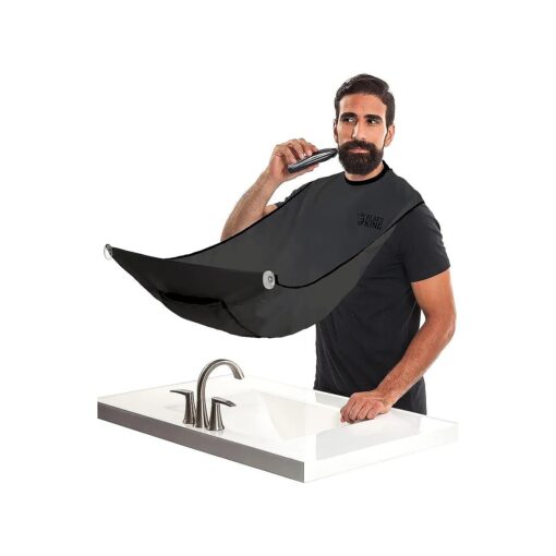 BEARD KING Beard Bib Apron - Shaving Set for Dad - As Seen on Shark Tank - Men 's Hair Catcher for Shaving - Grooming Accessories, Black