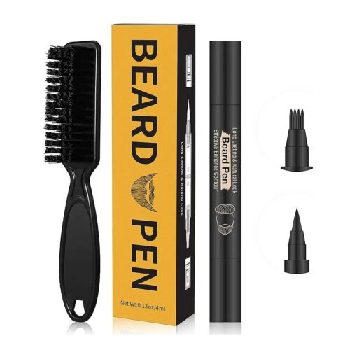 Beard Pencil Filler for man Water Proof Beard pen and beard brush Long Lasting Coverage Natural Finish, Male Mustache Repair Shape, Effective Enhance Facial Hair ( BLACK )