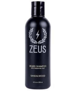 ZEUS Beard Shampoo Wash, Infused with Green Tea & Natural Ingredients to Cleanse and Soften Beard - 8 oz, Made in USA - Sandalwood