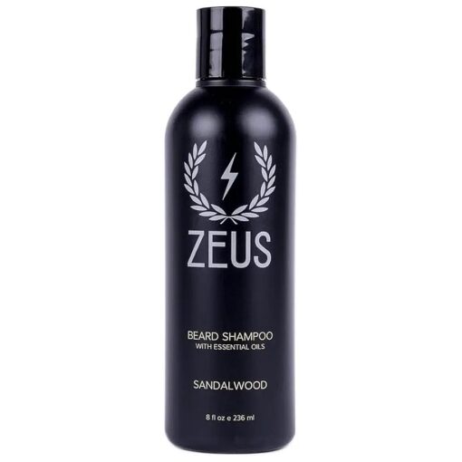 ZEUS Beard Shampoo Wash, Infused with Green Tea & Natural Ingredients to Cleanse and Soften Beard - 8 oz, Made in USA - Sandalwood