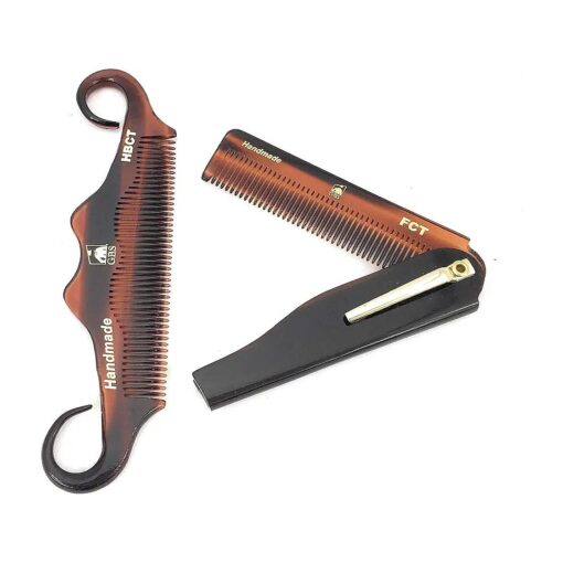 G.B.S Handmade Foldable All Purpose Comb Handle Bar Comb for Mustache Men 's Grooming Comb Made of Fine Tooth for Long lasting Style Beard & Hair Combo 2