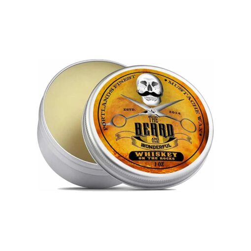 Beard and Moustache Wax 30ml - Moisture-Resistant Beard Wax for Men - Facial Hair Growth - Ideal Beard Styling with All Organic Ingredients, Strong Hold with Whiskey on the Rocks Scent Wax