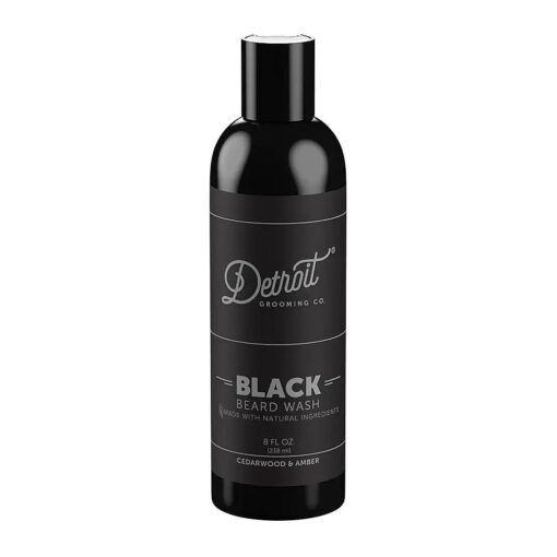 Detroit Grooming Co, Beard Wash - Men 's Beard Shampoo - Deeply Cleanses & Refreshes Beards - Aloe Vera with Essential Oils - Beard & Mustache Cleanser - Cedarwood & Amber Scent - Black Edition - 8oz