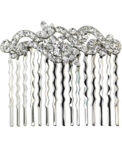 Faship Gorgeous Clear Rhinestone Crystal Small Floral Hair Comb