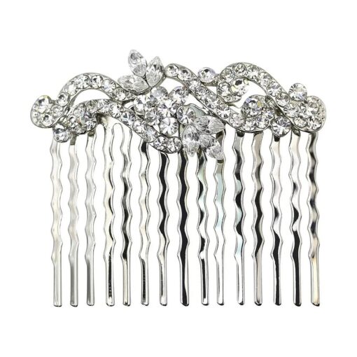 Faship Gorgeous Clear Rhinestone Crystal Small Floral Hair Comb