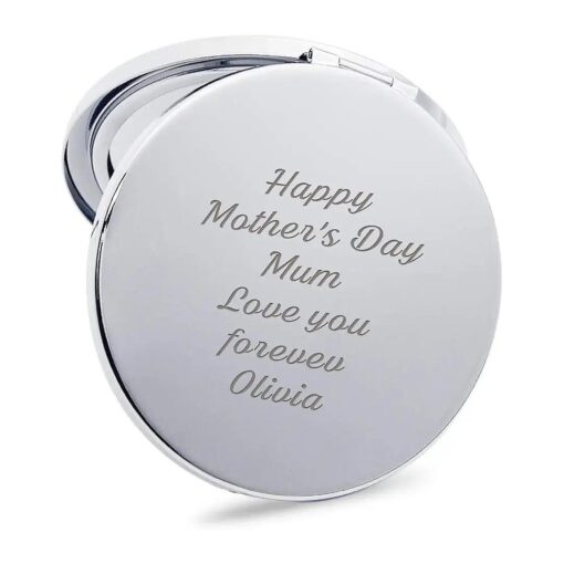 EDSG Personalized Compact Mirror Gifts for Women Mom Her Engraved Mirror Customized Gift for Her, Mum Girl Bridesmaid Friend on Birthday Wedding Anniversary Mothers Day ( Any Text )