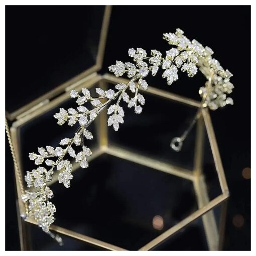 Jorsnovs Fashion Bridal Headpieces for Wedding Bride Hair Accessories Cubic Zirconia Headbands for Women CZ Birthday Gifts