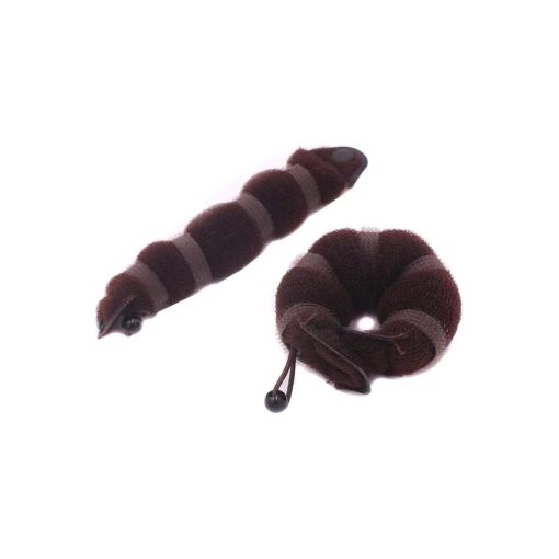 2 Pcs Hair Tools Beauty Buns Magic Hair Styling Styler Twist Ring Former Shaper Doughnut Donut Chignon Bun Maker Clip Hair Curler Accessories ( 1pack=1pc small+1pc large ) ( Coffee )