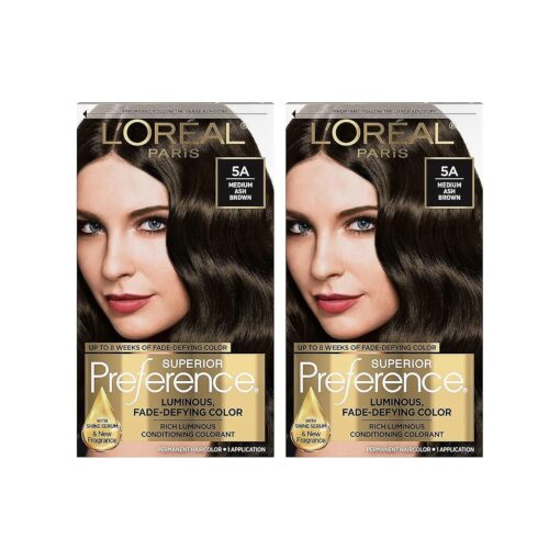 Superior Preference Fade-Defying + Shine Permanent Hair Color, 5A Medium Ash Brown, Pack of 2, Hair Dye